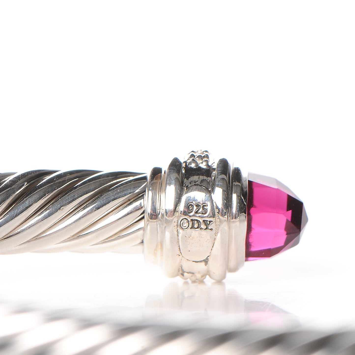 Sterling Silver Diamond Pink Tourmaline 7mm Cable Classics Bracelet