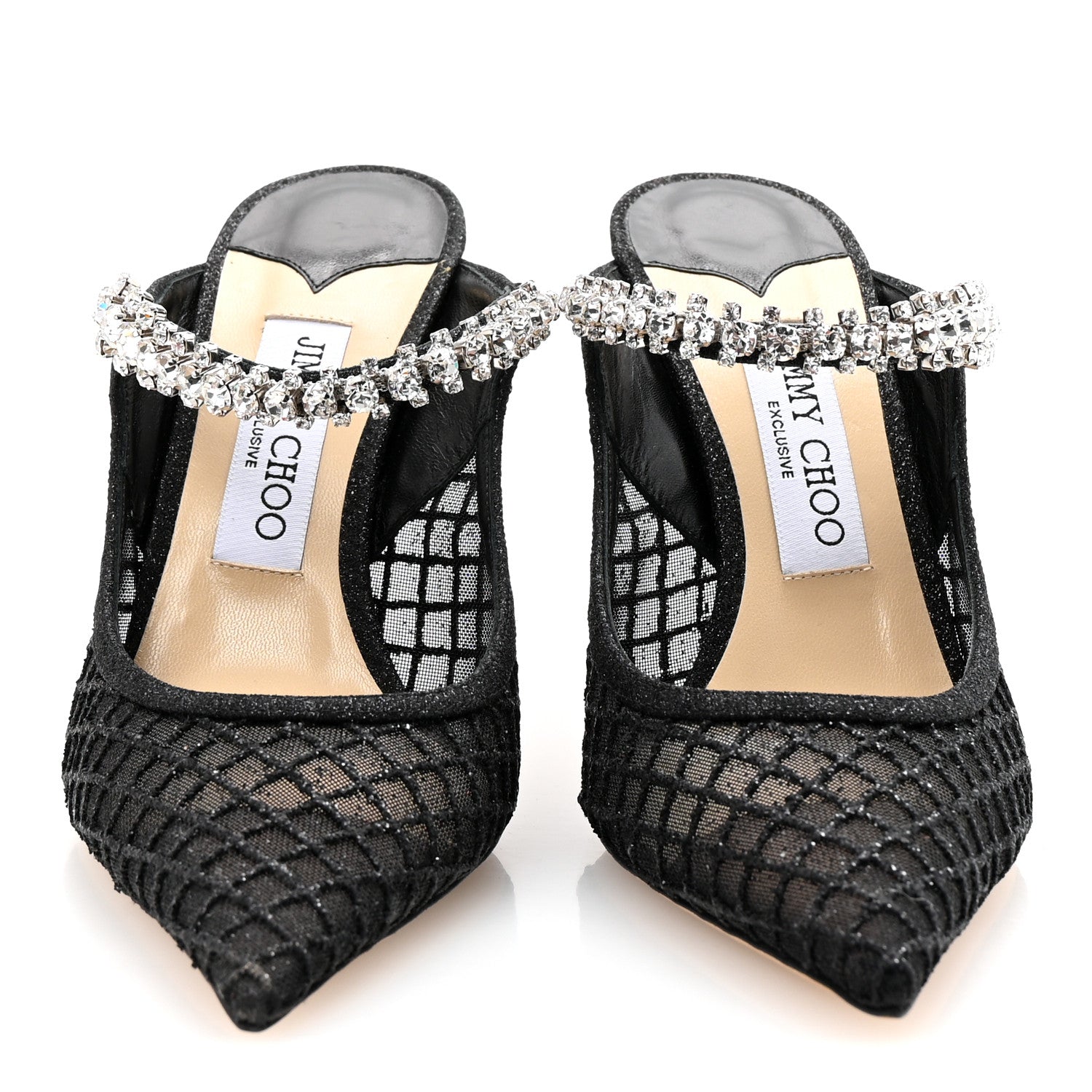 Jimmy Choo Glitter Checker Board Mesh Crystal Bing 100 Pumps 39 Black 3 of 9