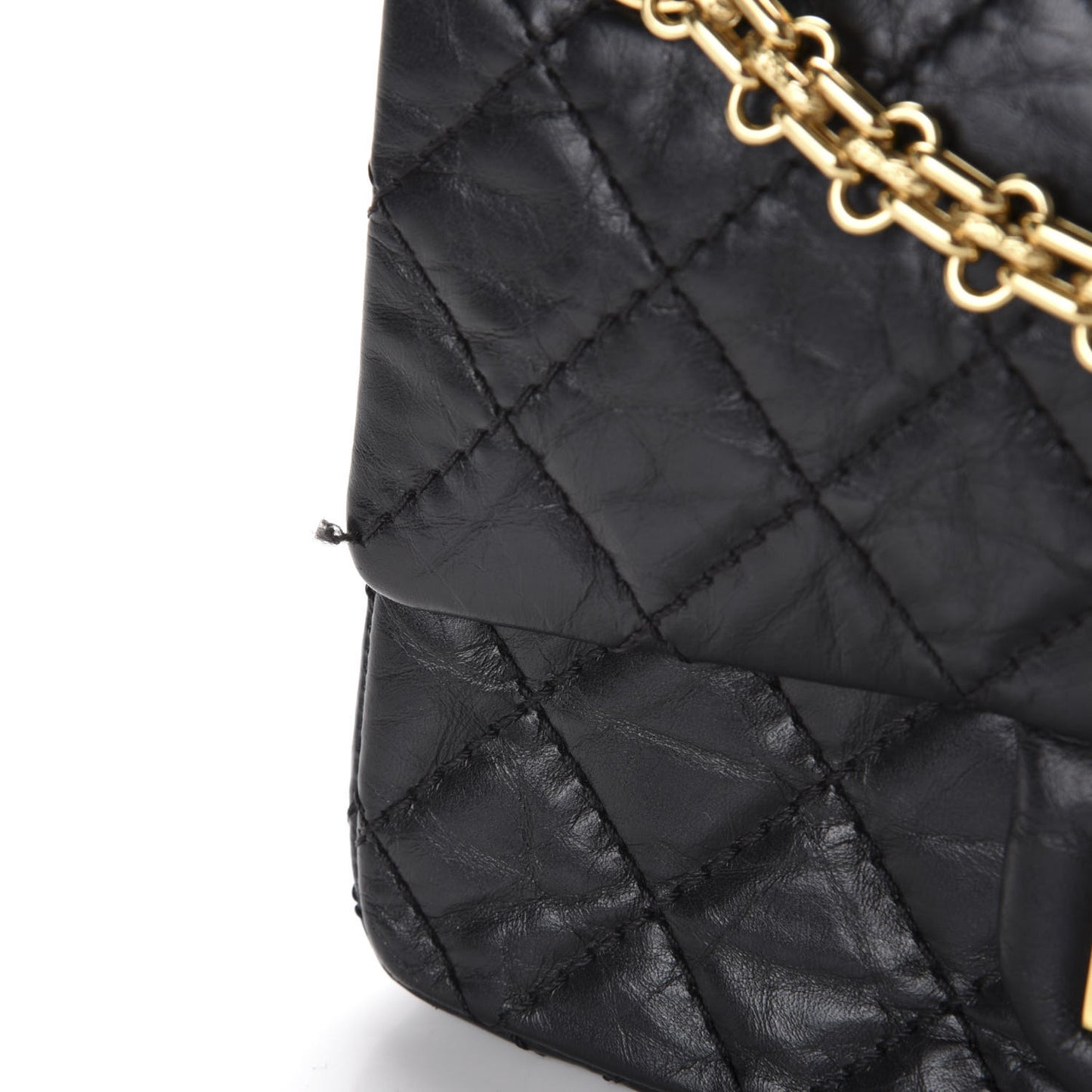 Aged Calfskin Quilted 2.55 Reissue Mini Flap Black
