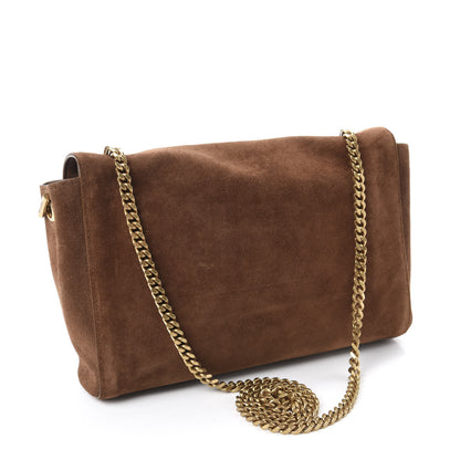 Saint Laurent Suede Braided Monogram Large Kate Satchel Brown 3 of 17