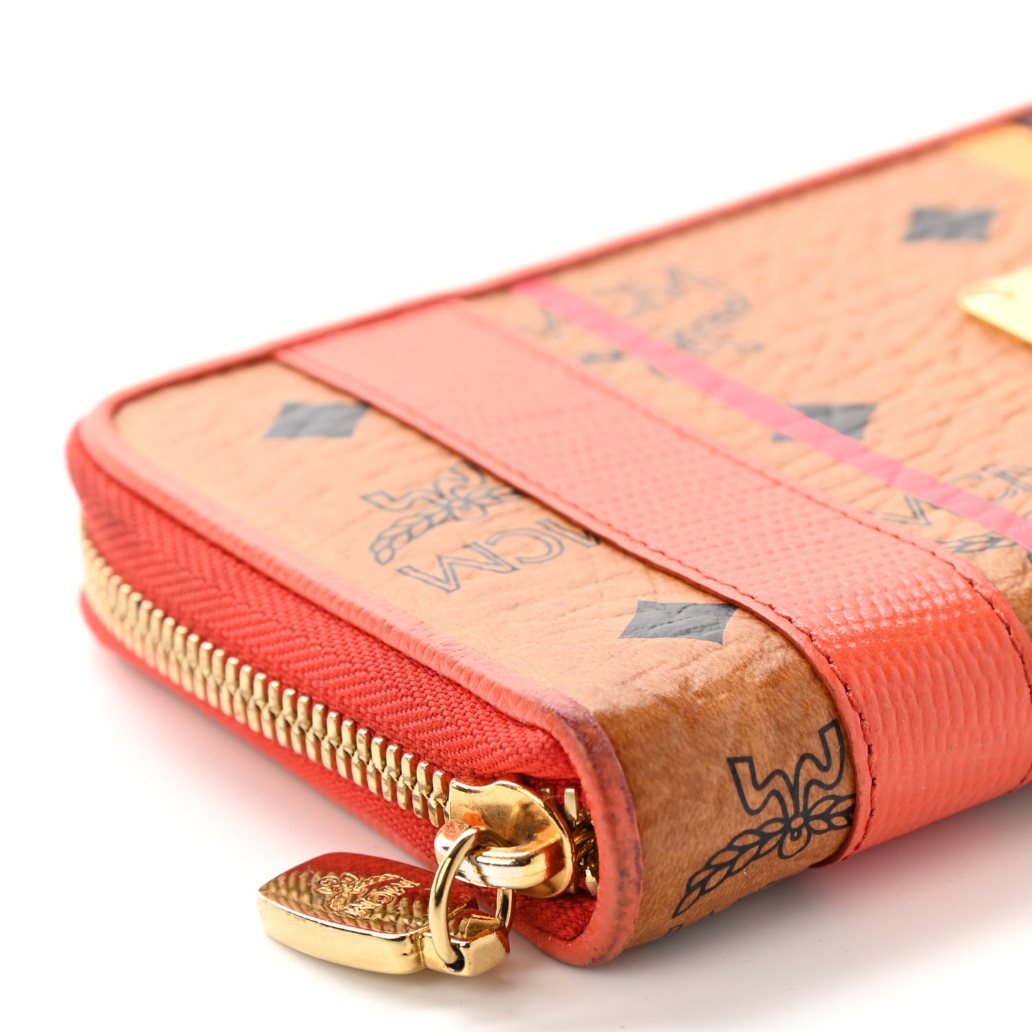 Visetos Striped Zip Around Wallet Cognac