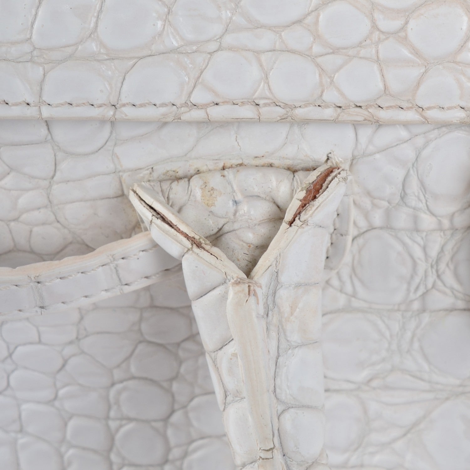 Jimmy Choo Calfskin Crocodile Embossed Large Rosalie Satchel White 2 of 12