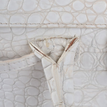 Jimmy Choo Calfskin Crocodile Embossed Large Rosalie Satchel White 2 of 12