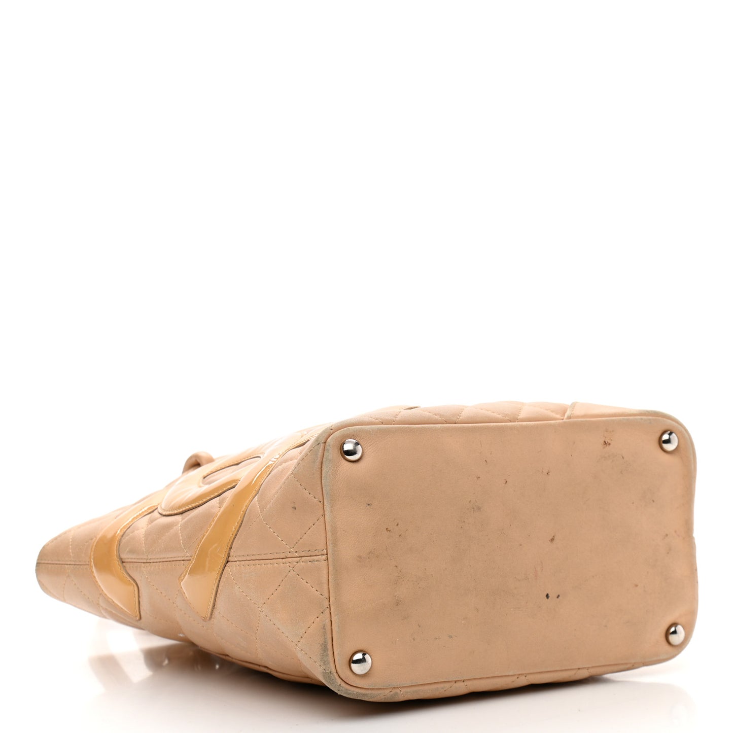 Calfskin Quilted Medium Cambon Tote Beige