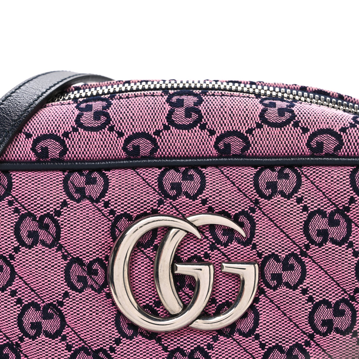 Gucci Monogram Multicolor Matelasse Diagonal Small GG Marmont Chain Shoulder Bag Pink Blue 8 of 10