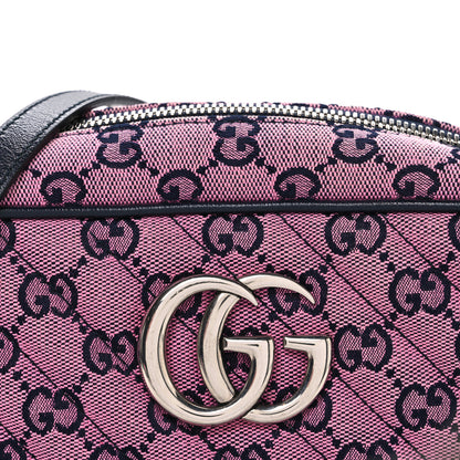 Gucci Monogram Multicolor Matelasse Diagonal Small GG Marmont Chain Shoulder Bag Pink Blue 8 of 10