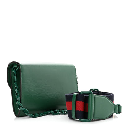 Gucci Azalea Calfskin Web Monochrome Mini Horsebit 1955 Chain Shoulder Bag Emerald 3 of 13