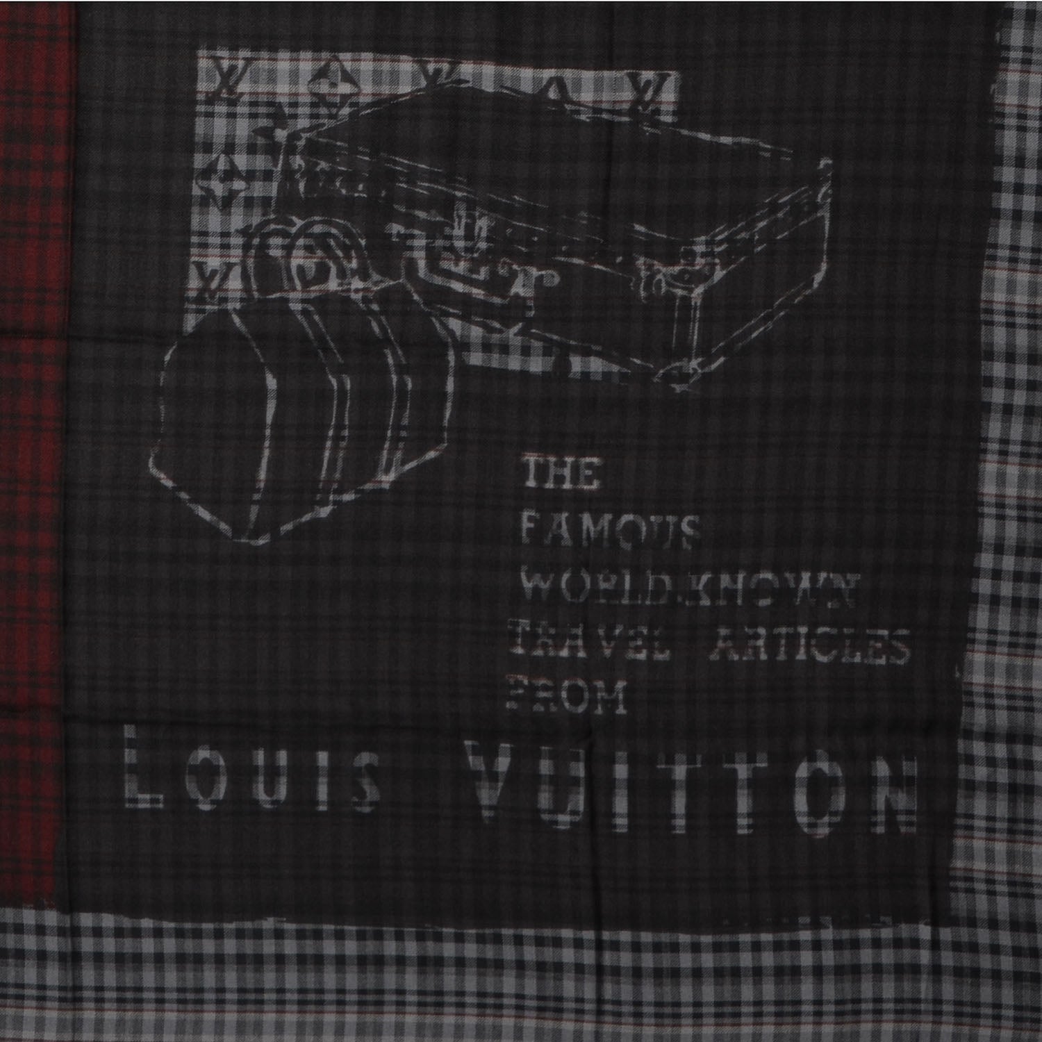 Louis Vuitton Mens Fleece Wool Silk Trunks Shawl Gris Rouge 1 of 4