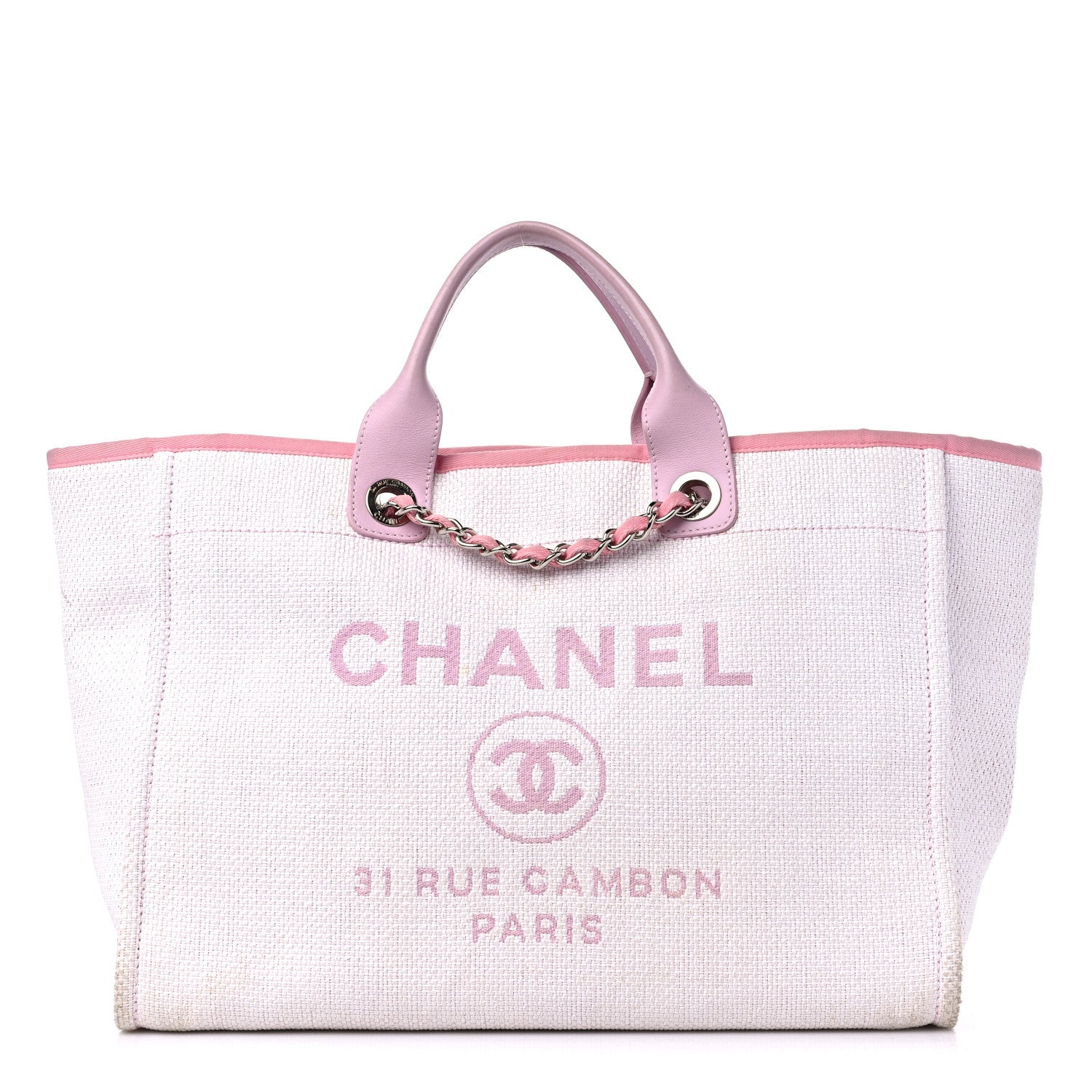 Chanel Woven Straw Raffia Medium Deauville Tote Pink 1 of 16