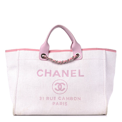 Chanel Woven Straw Raffia Medium Deauville Tote Pink 1 of 16