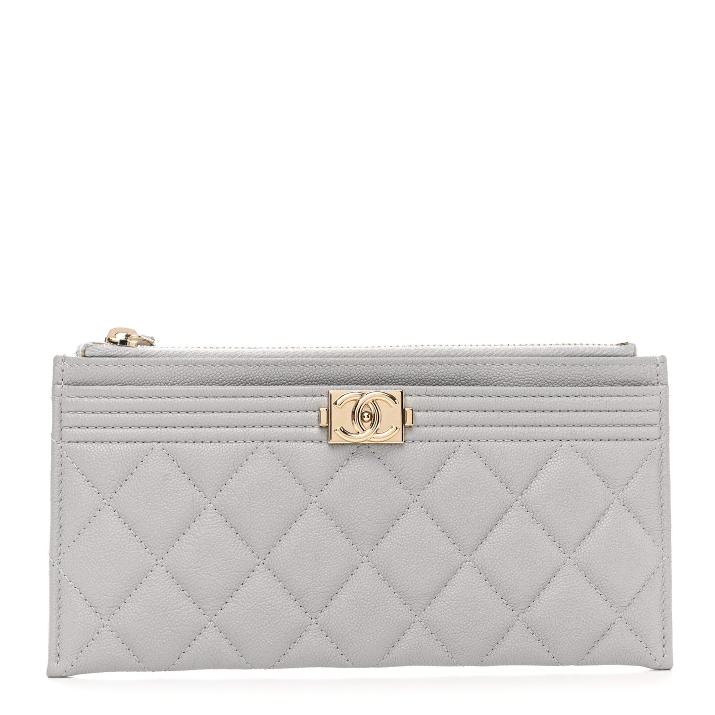 Caviar Quilted Classic Zip Boy Pouch Grey