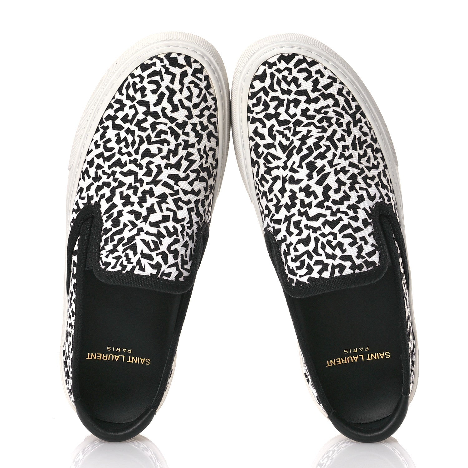 Saint Laurent Canvas Zebra Print Venice Low T Slip On Sneakers 36 White Black 2 of 8