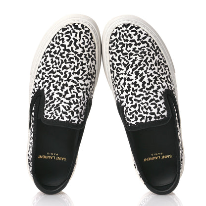 Saint Laurent Canvas Zebra Print Venice Low T Slip On Sneakers 36 White Black 2 of 8