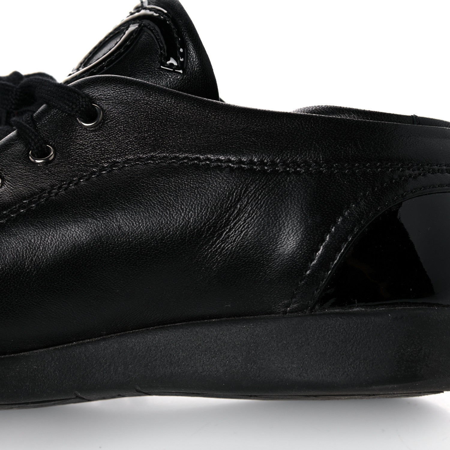 Chanel Lambskin Patent Cap Toe CC Sneakers 37.5 Black 13 of 15