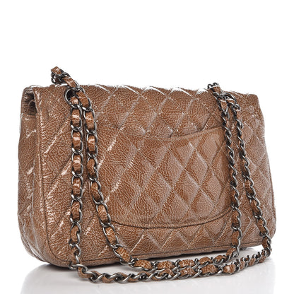 Chanel Crinkled Patent Quilted Medium Double Flap Beige 4 of 8