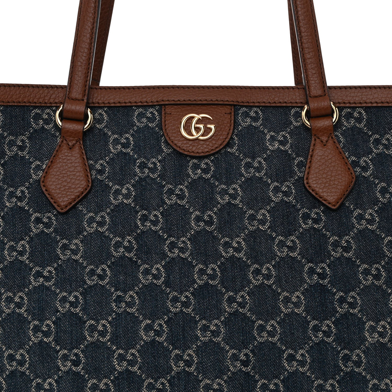 Gucci New Denim GG Monogram Medium Ophidia Shopping Tote Blue Tea Cuir 8 of 10