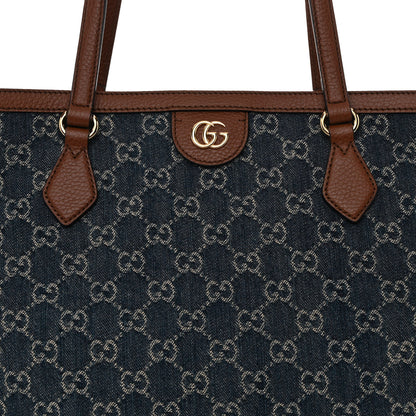 Gucci New Denim GG Monogram Medium Ophidia Shopping Tote Blue Tea Cuir 8 of 10
