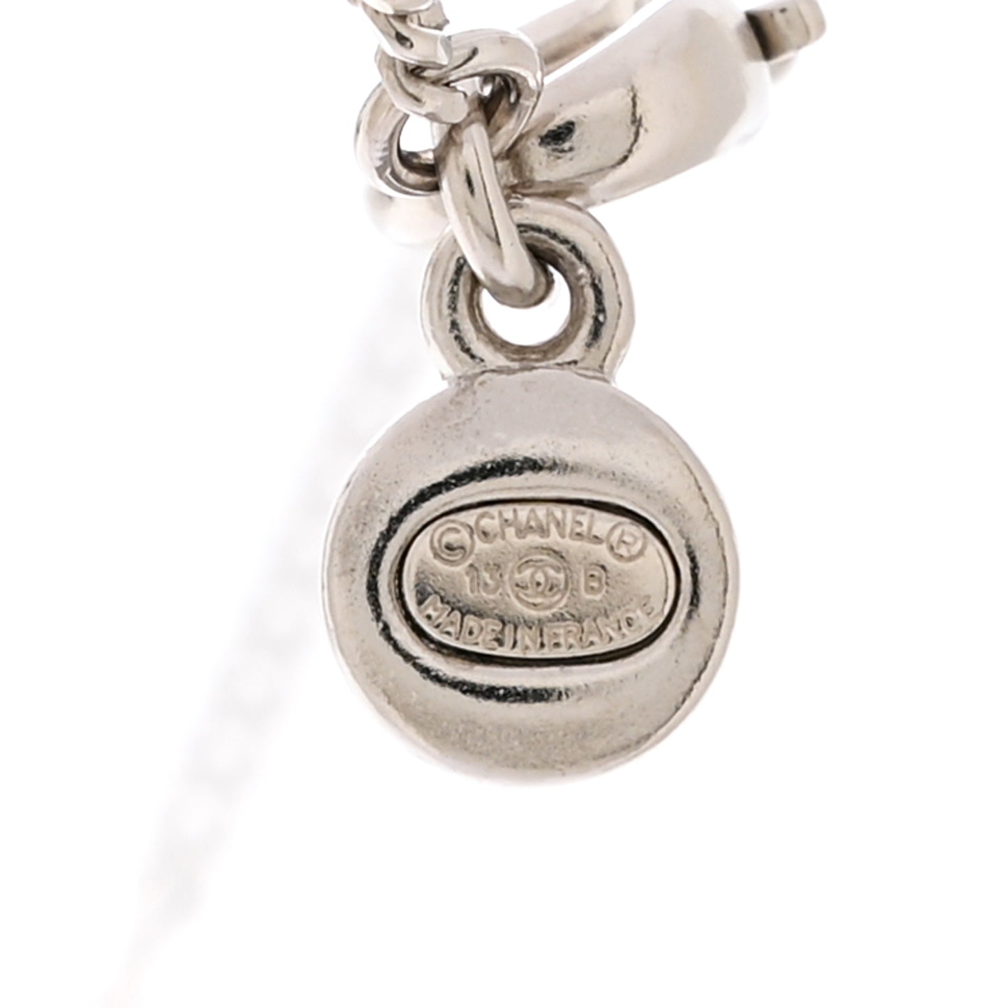 Crystal Pearl CC Necklace Silver