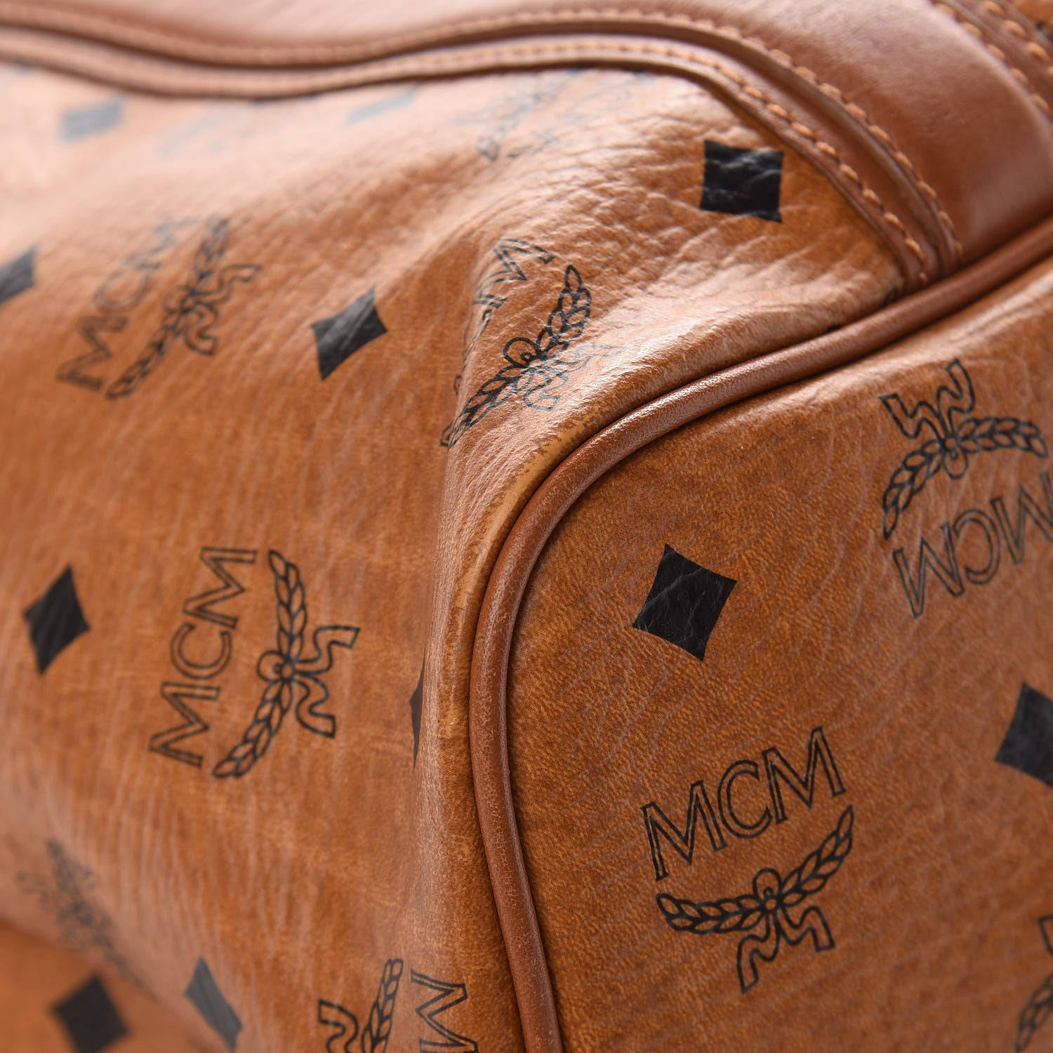 MCM Visetos Shopper Tote Cognac 9 of 18