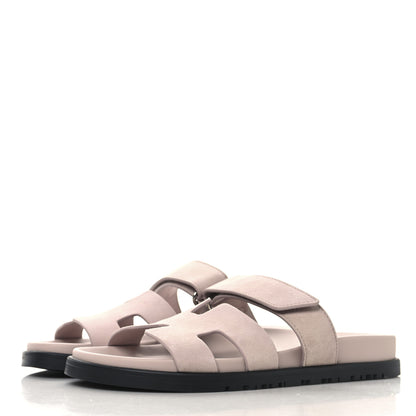 Hermes Suede Goatskin Womens Chypre Sandals 36 Rose Porcelaine 4 of 9