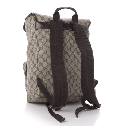 Gucci GG Supreme Monogram Medium Single Buckle Rucksack Backpack Beige Ebony Brown 2 of 10
