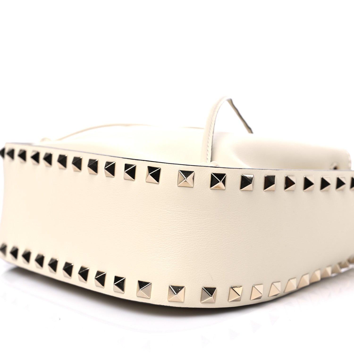Valentino Garavani Calfskin Rockstud Bucket Bag Ivory 8 of 9