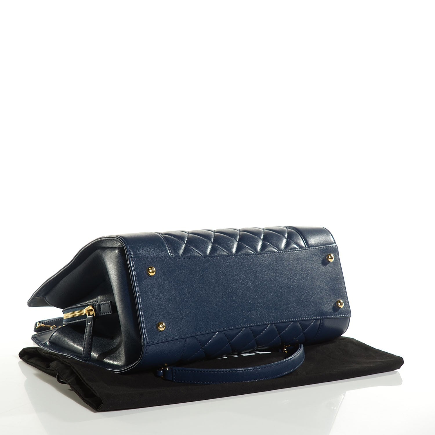 Chanel Sheepskin Quilted Mademoiselle Vintage Shopping Tote Blue 4 of 7