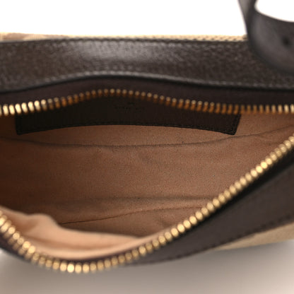 Gucci Monogram Jumbo GG Textured Dollar Calfskin Web Mini Ophidia Half Moon Hobo Camel Ebony New Acero 5 of 9