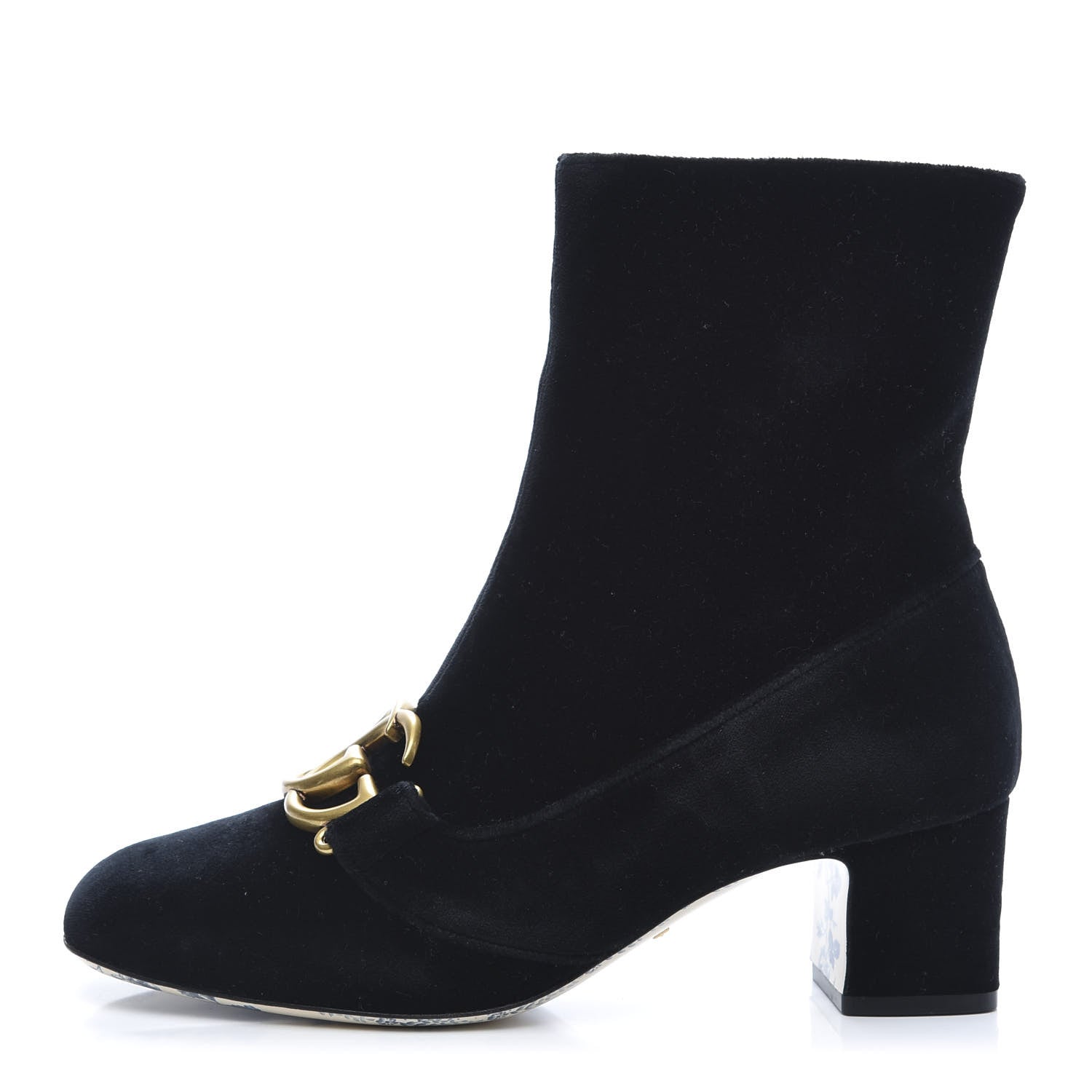 Gucci Softy Velvet Malaga Kid GG Victoire 55mm Ankle Boots 38 Black 1 of 10