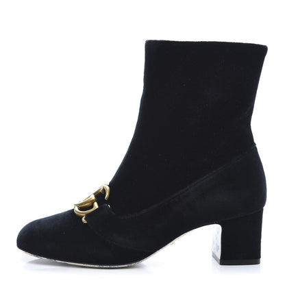 Gucci Softy Velvet Malaga Kid GG Victoire 55mm Ankle Boots 38 Black 1 of 10