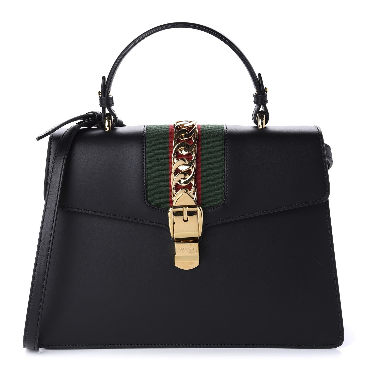 Gucci Calfskin Medium Sylvie Top Handle Bag Black 1 of 11