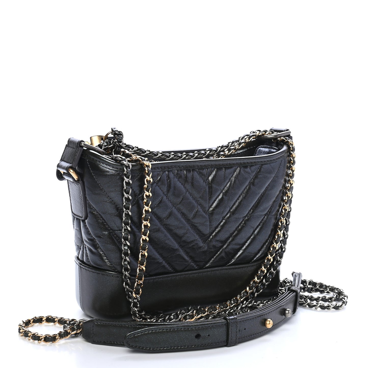 Aged Calfskin Chevron Quilted Small Gabrielle Hobo Green