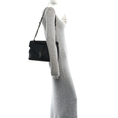 Saint Laurent Sheepskin Matelasse Chevron Monogram Large College Satchel Black 2 of 12