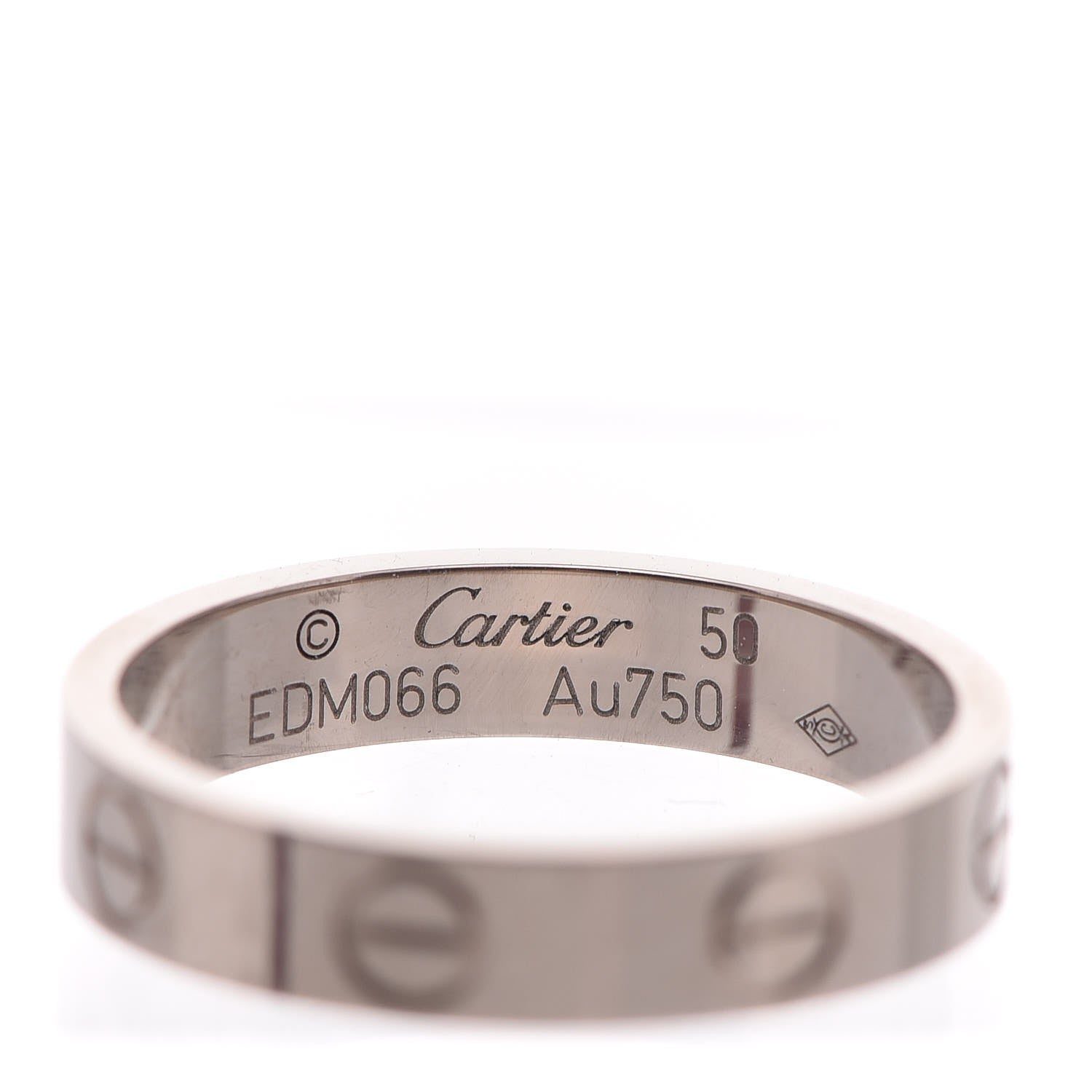 Cartier 18K White Gold 3.5mm LOVE Wedding Band Ring 50 5.25 3 of 4
