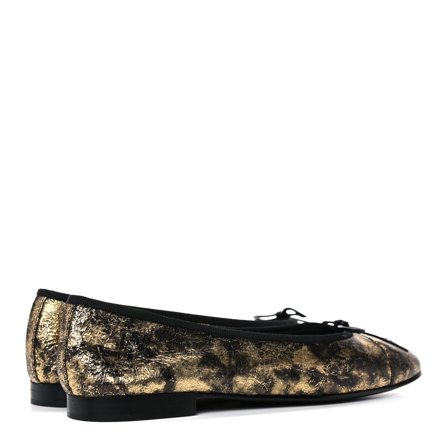 Laminated Goatskin Cap Toe CC Ballerina Flats 39 Gold