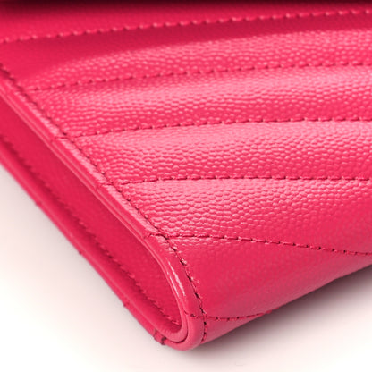 Saint Laurent Grain De Poudre Matelasse Chevron Monogram Envelope Clutch Fuchsia 7 of 8