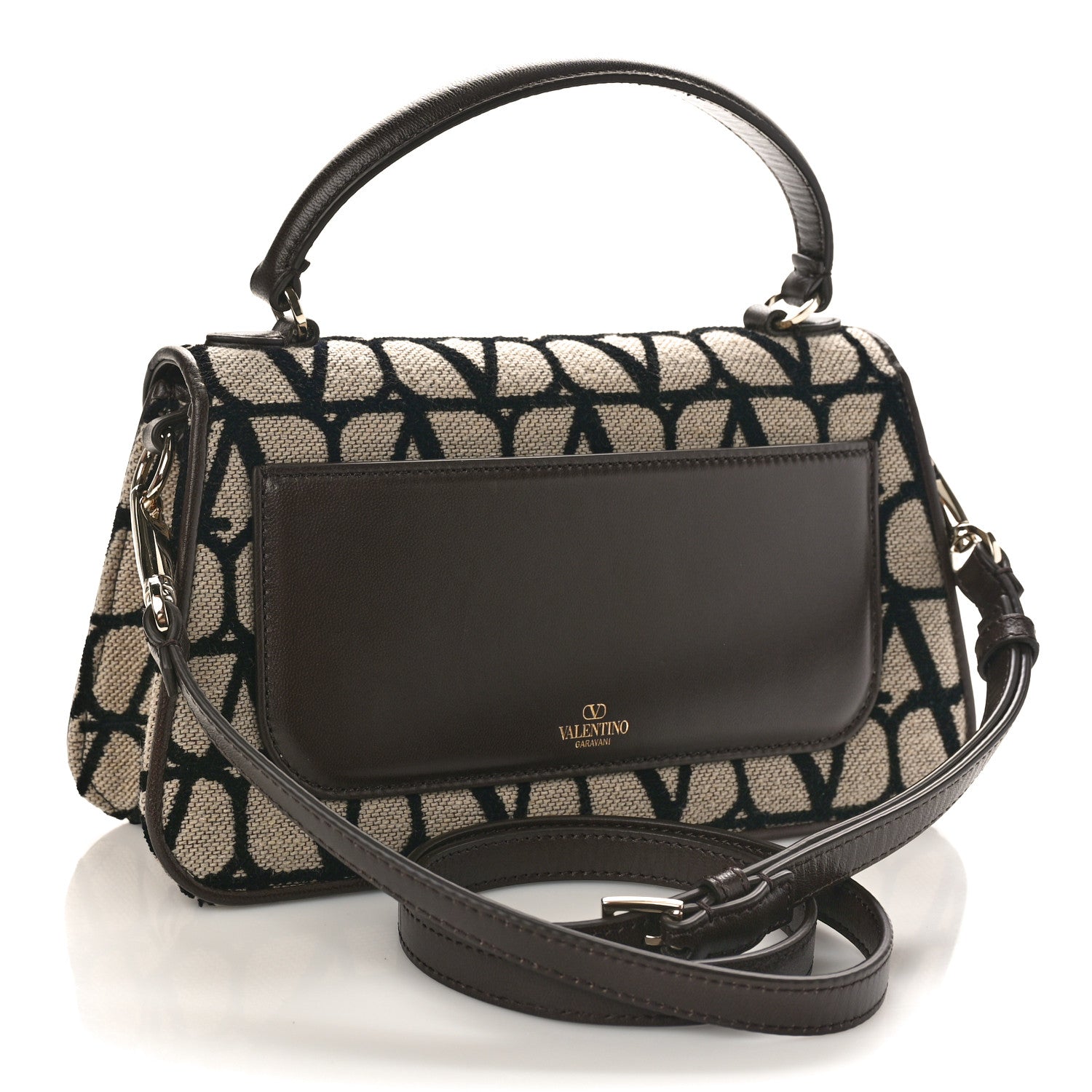 Valentino Garavani Toile Iconographe Goatskin VLogo Small Loco Top Handle Bag Naturale Black Fondant 3 of 7