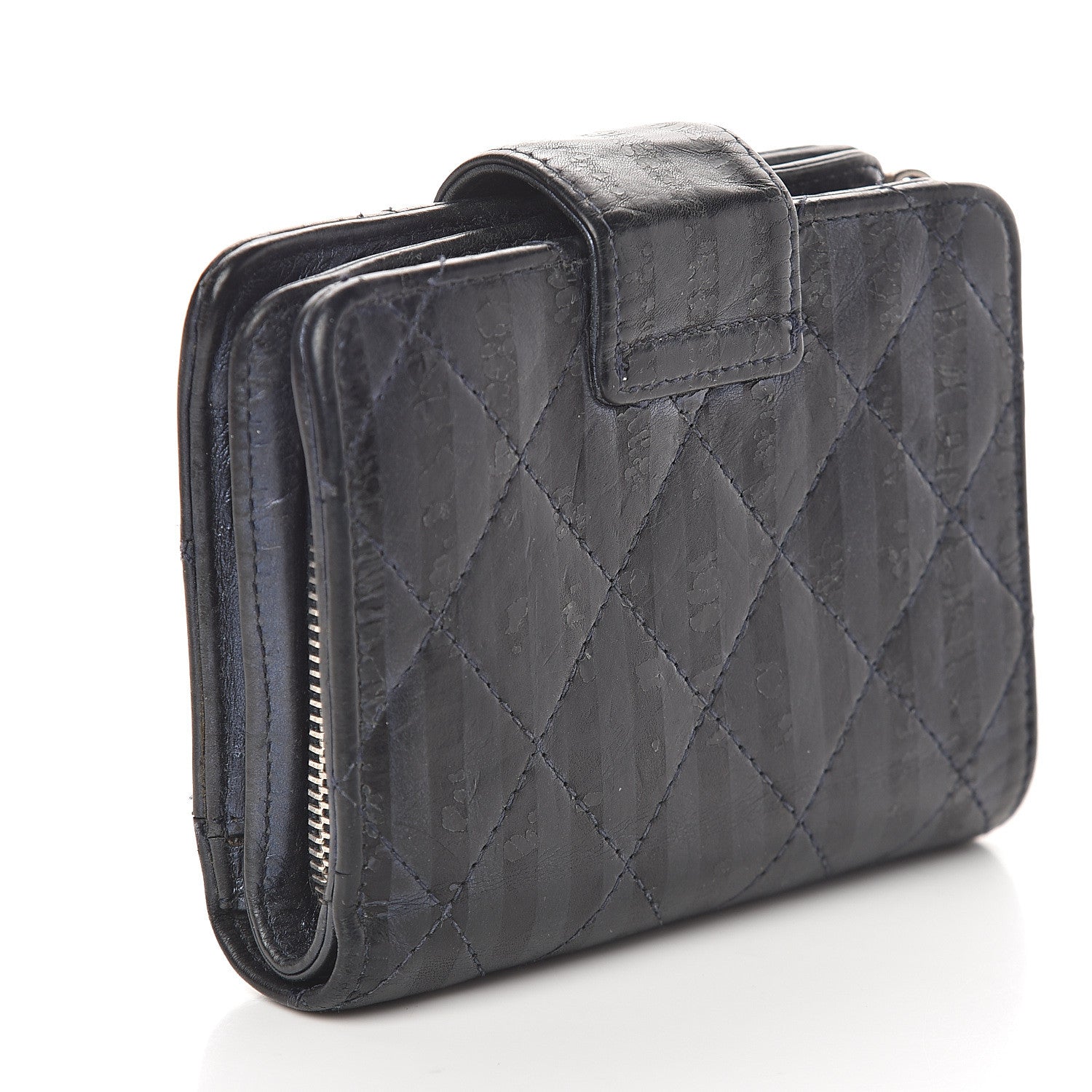 Chanel Aged Calfskin Striped Reissue Compact Wallet Black 2 of 6