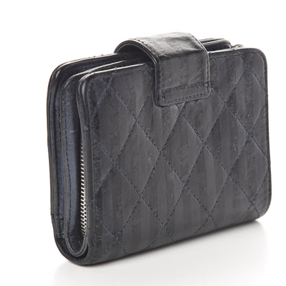 Chanel Aged Calfskin Striped Reissue Compact Wallet Black 2 of 6