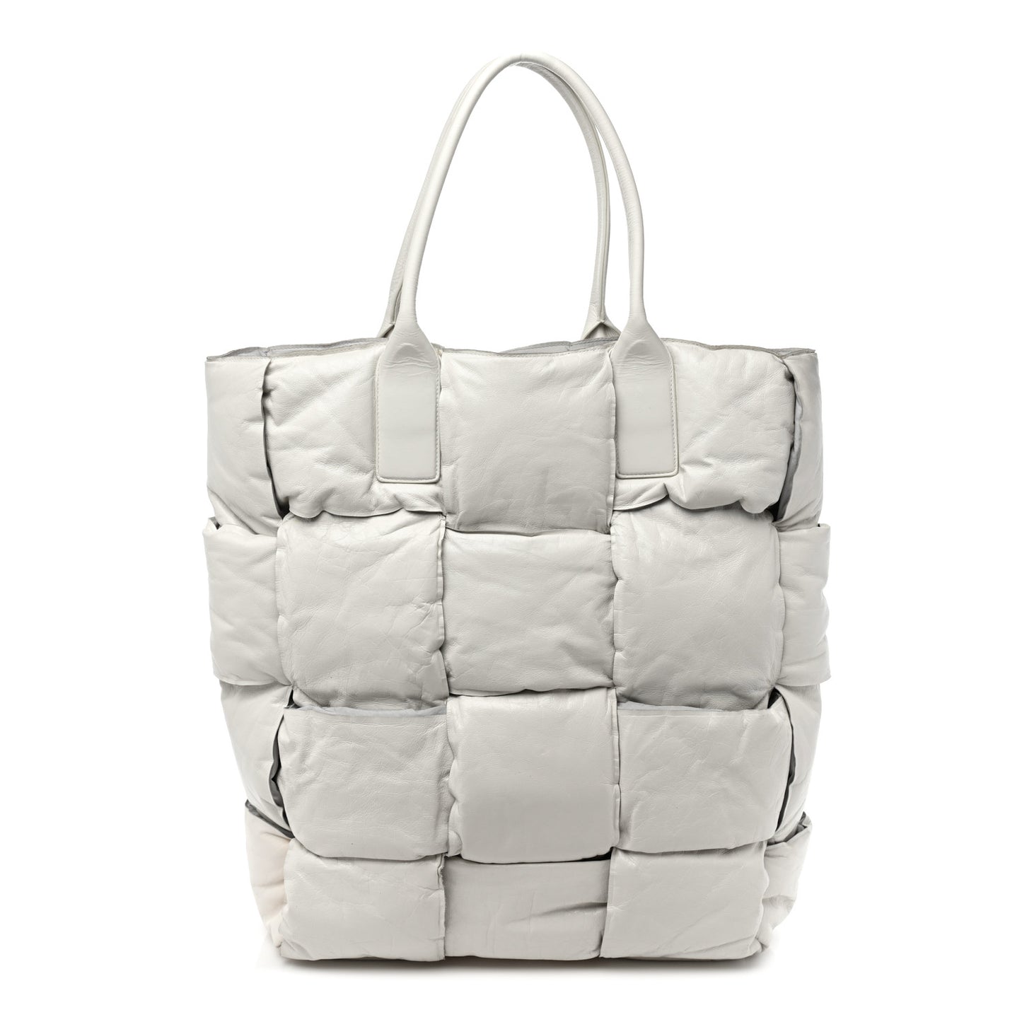 Lambskin Intrecciato The Squash Padded Tote Chalk