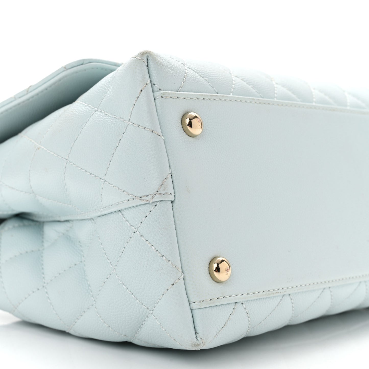 Caviar Quilted Small Coco Handle Flap Light Blue