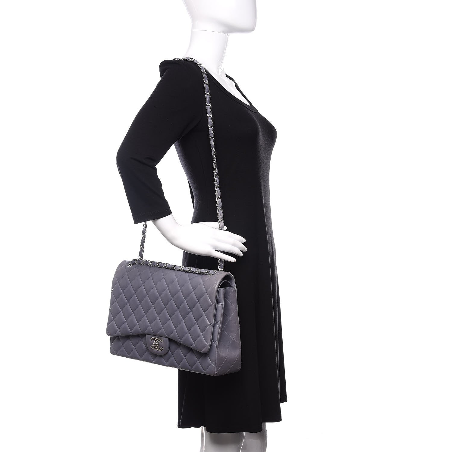 Chanel Lambskin Quilted Maxi Double Flap Light Blue 2 of 15