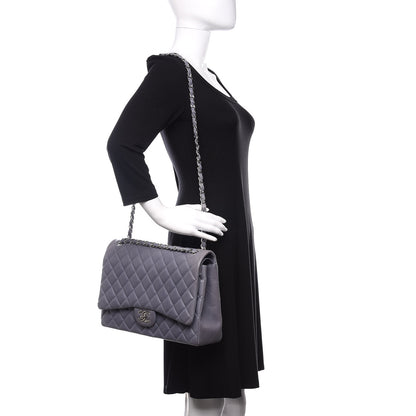 Chanel Lambskin Quilted Maxi Double Flap Light Blue 2 of 15
