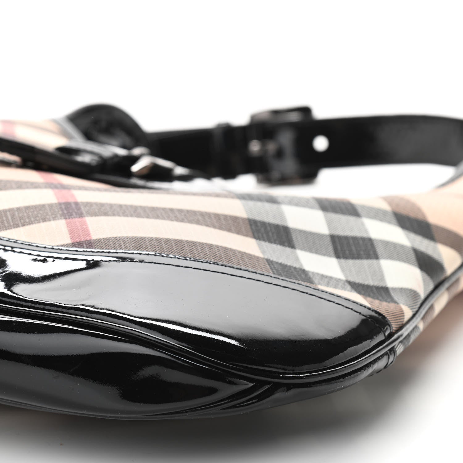 Burberry Patent Nova Check Brook Hobo Black 9 of 10