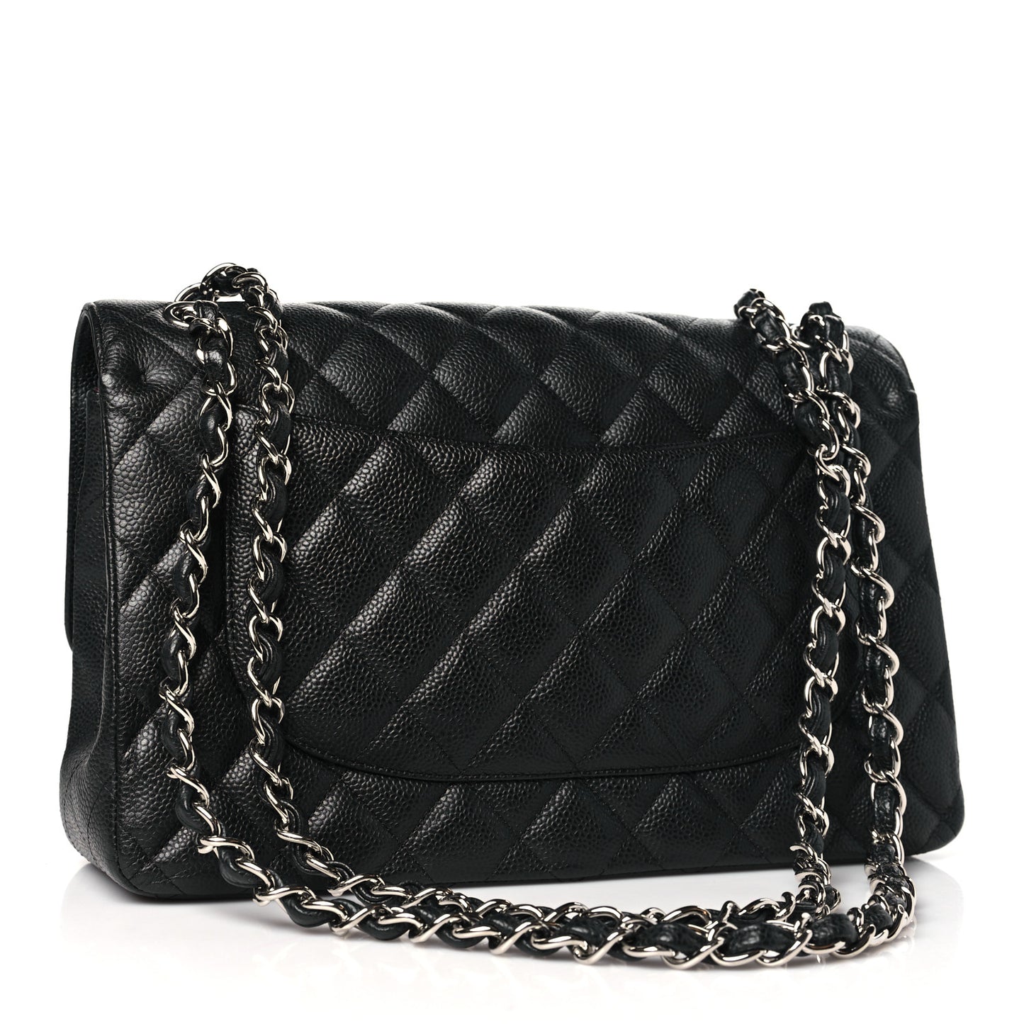 Caviar Quilted Jumbo Double Flap Black