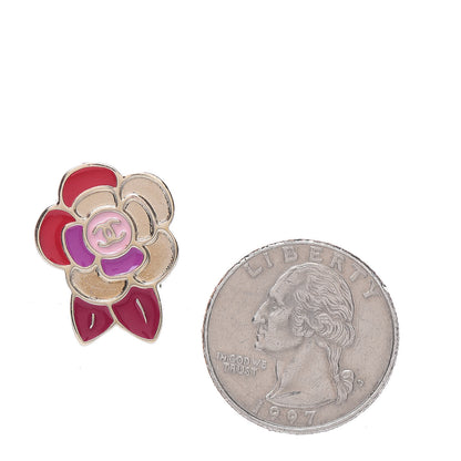 Chanel Enamel CC Camellia Clip On Earrings Multicolor 2 of 5