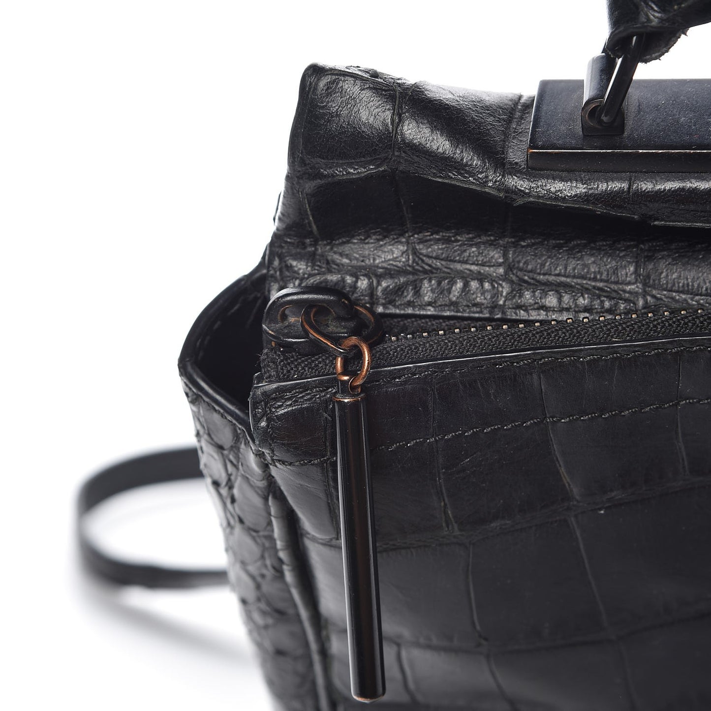 3.1 Calfskin Crocodile Embossed Small Ryder Satchel Tote Bag Black