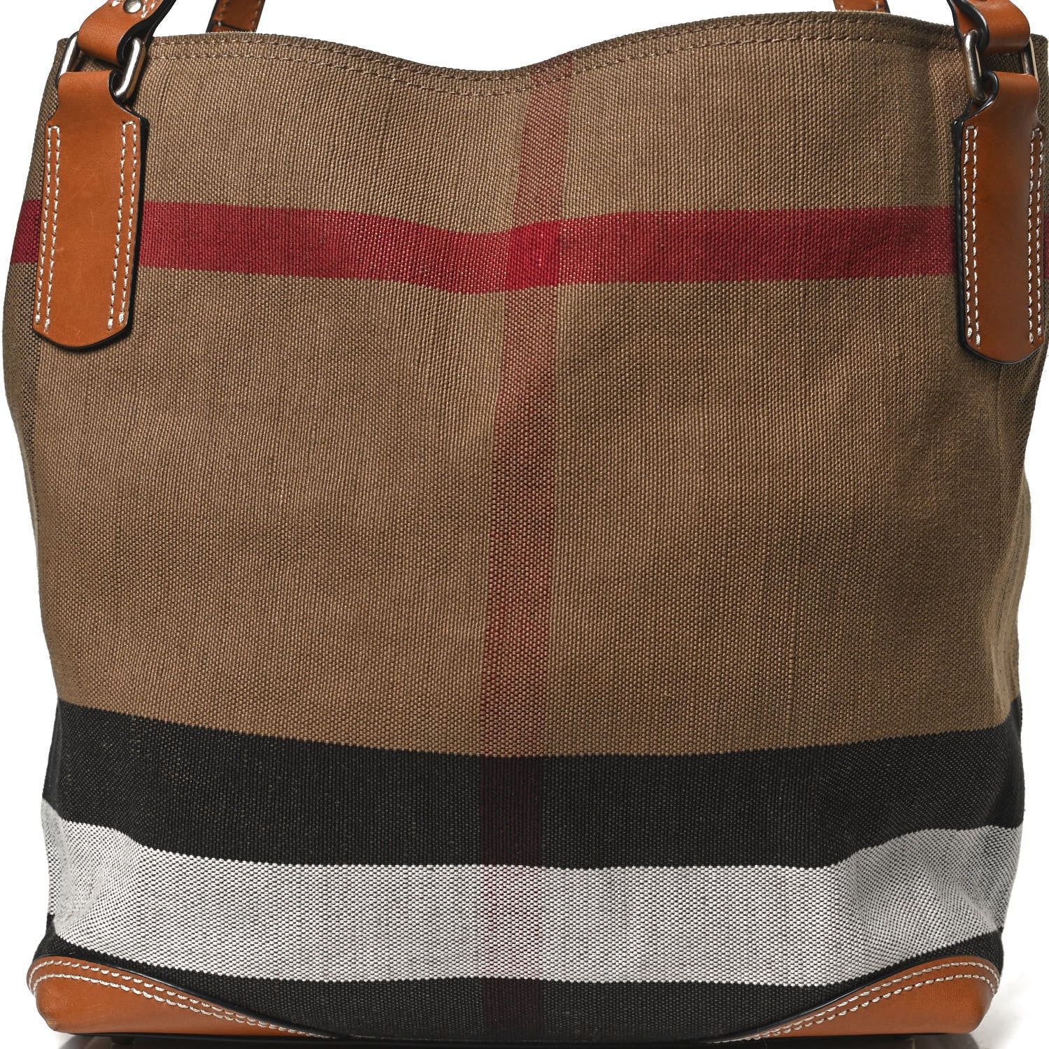 Burberry Canvas Mega Check Medium Ashby Hobo Saddle Brown 6 of 8
