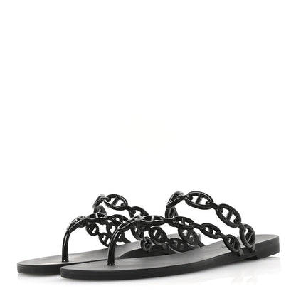 Hermes Rubber Chaine d'Ancre Island Sandals 36 Black 4 of 9
