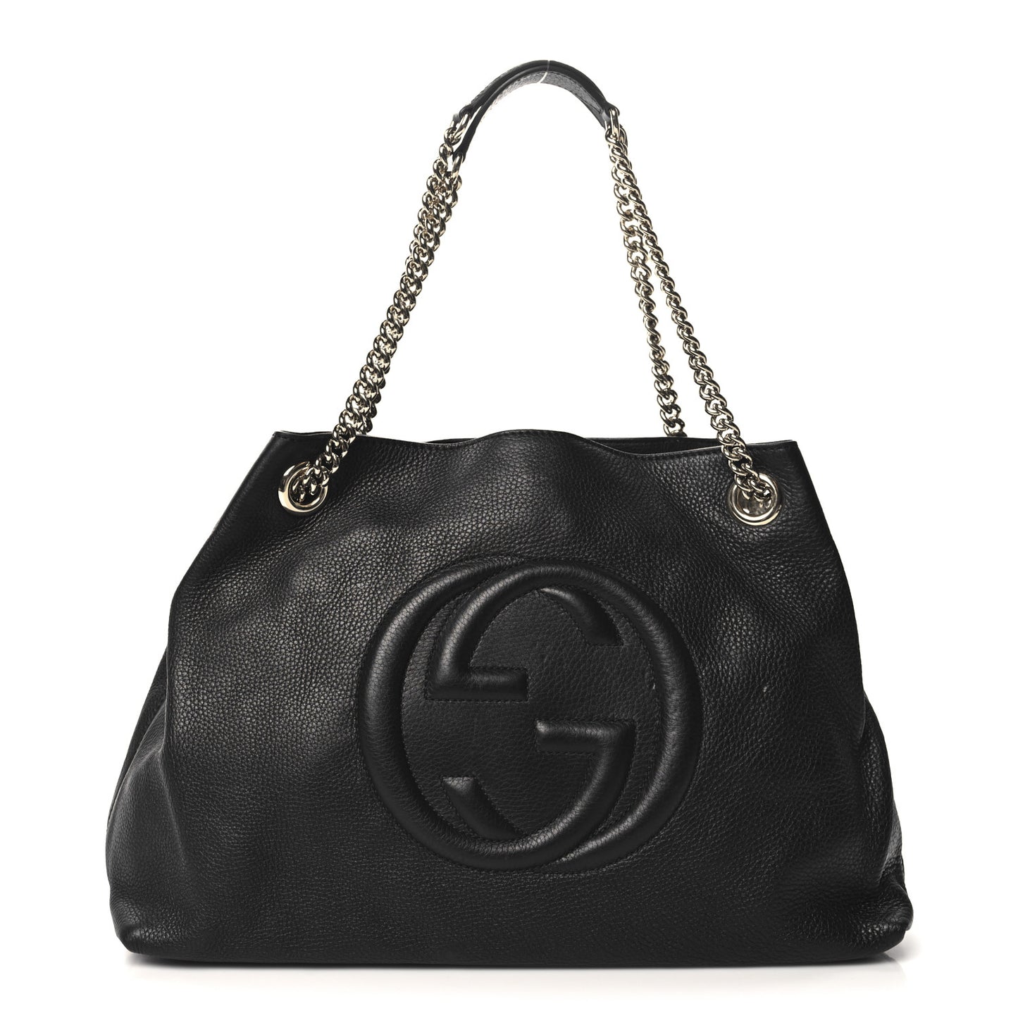 Pebbled Calfskin Medium Soho Chain Shoulder Bag Black